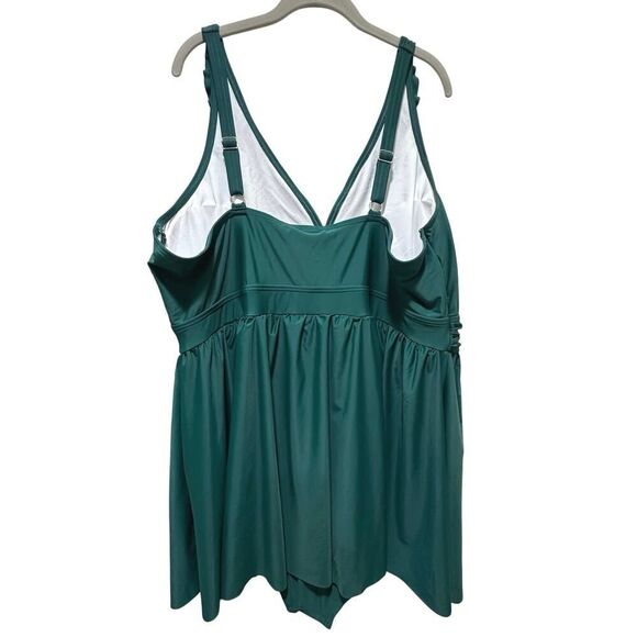 Bloomchic SZ 26 Ruffle Trim Adjustable Strap Gathered Sculpt Waist Swim Dress - Picture 5 of 16